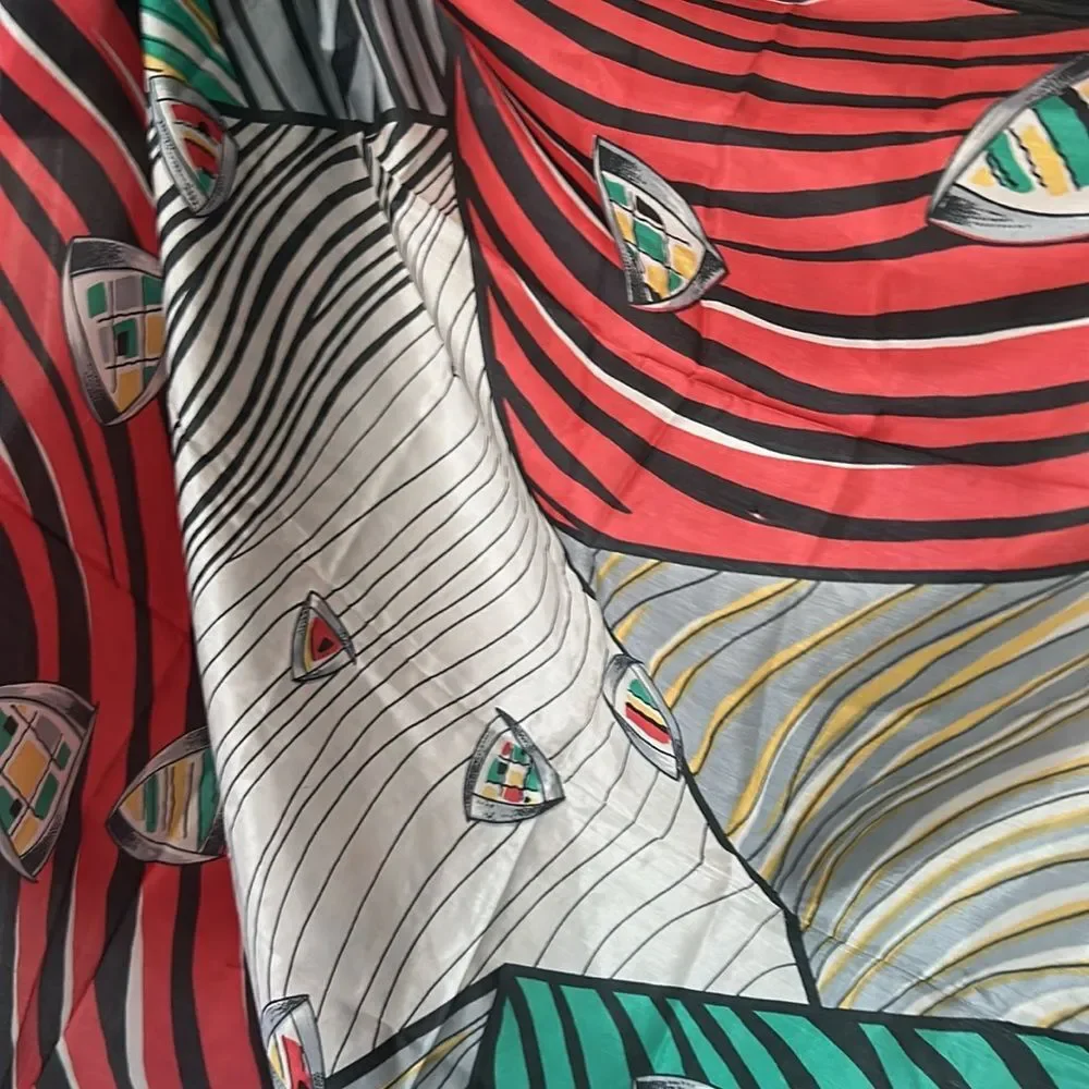 Vintage Golden Camel Nautical Theme 100% Silk Scarf